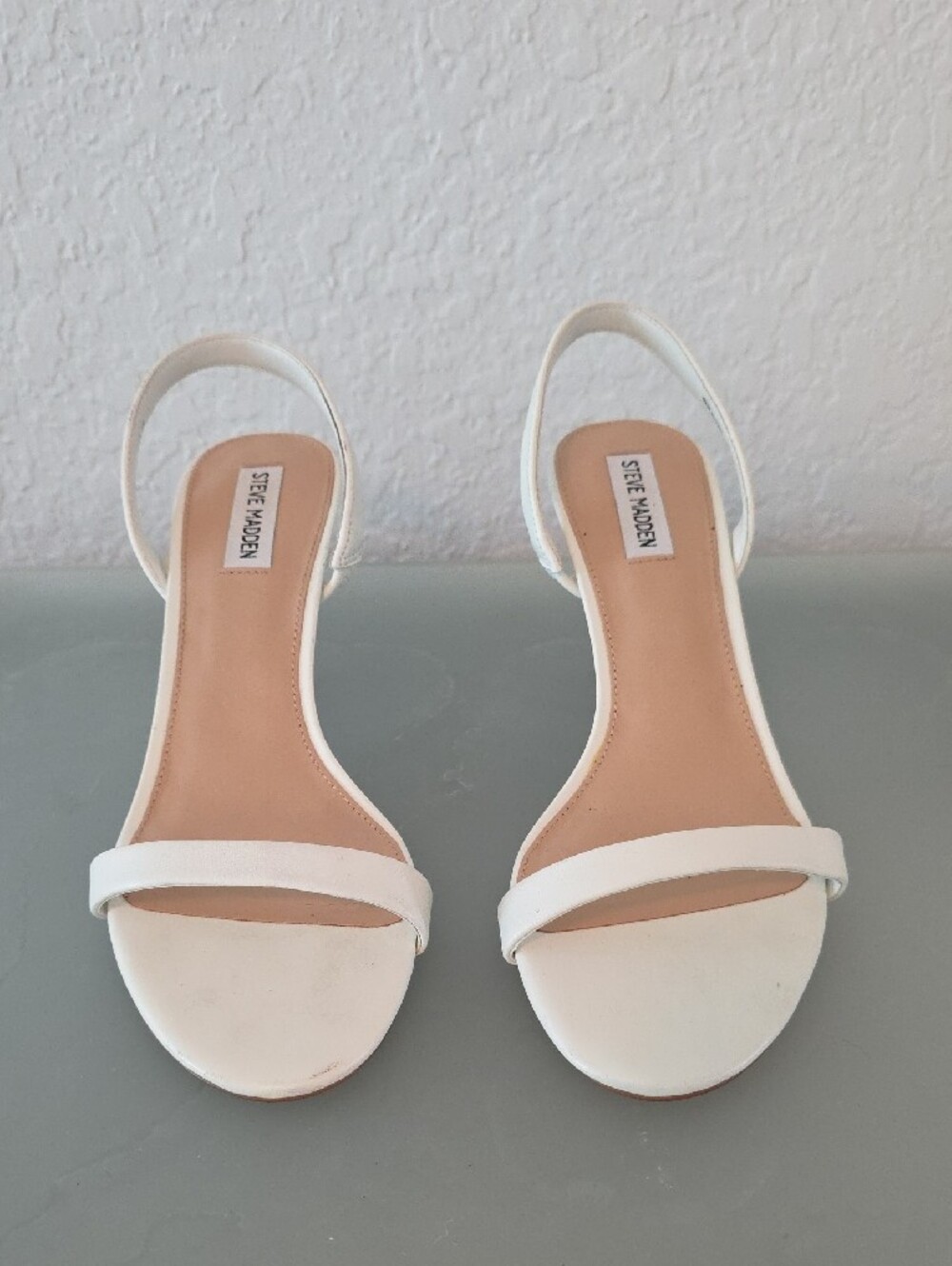 Steve Madden White Slingback Kitten Heel Sandals - Minimal Strap Size 11 - Picture 2 of 5